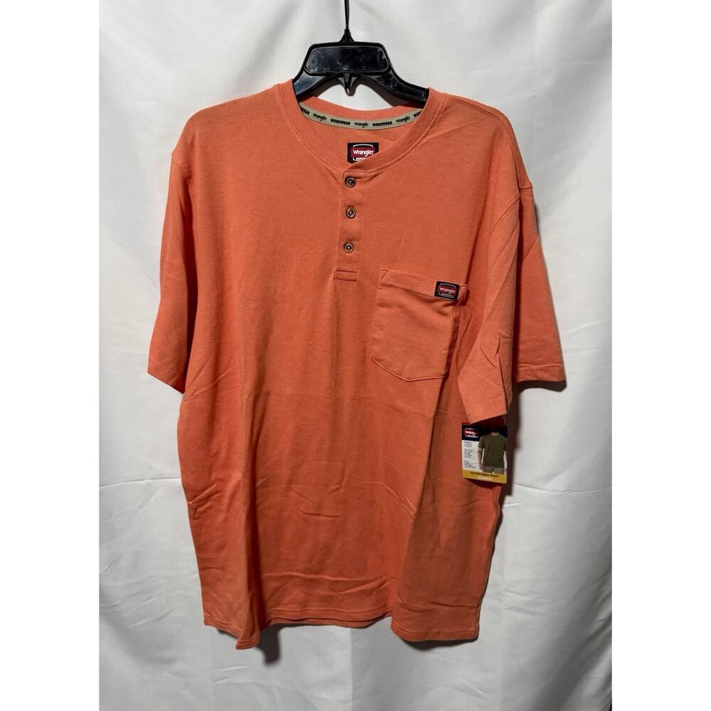 Wrangler Workwear Orange 3 Button with Pocket Shirt Size XL Brand New